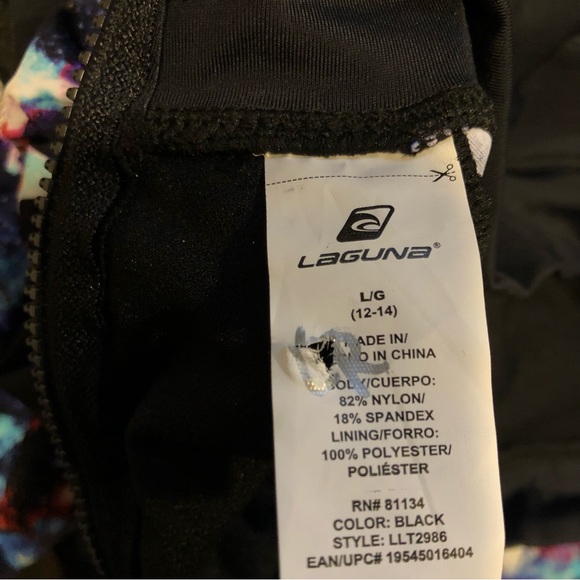 NWT Laguna Crop Rashguard solid w/Tie Dye Print Long Sleeves Lined Back … - Picture 3 of 5